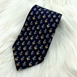 Ermenegildo Zegna Men's 100% Silk Tie - Blue/Gold